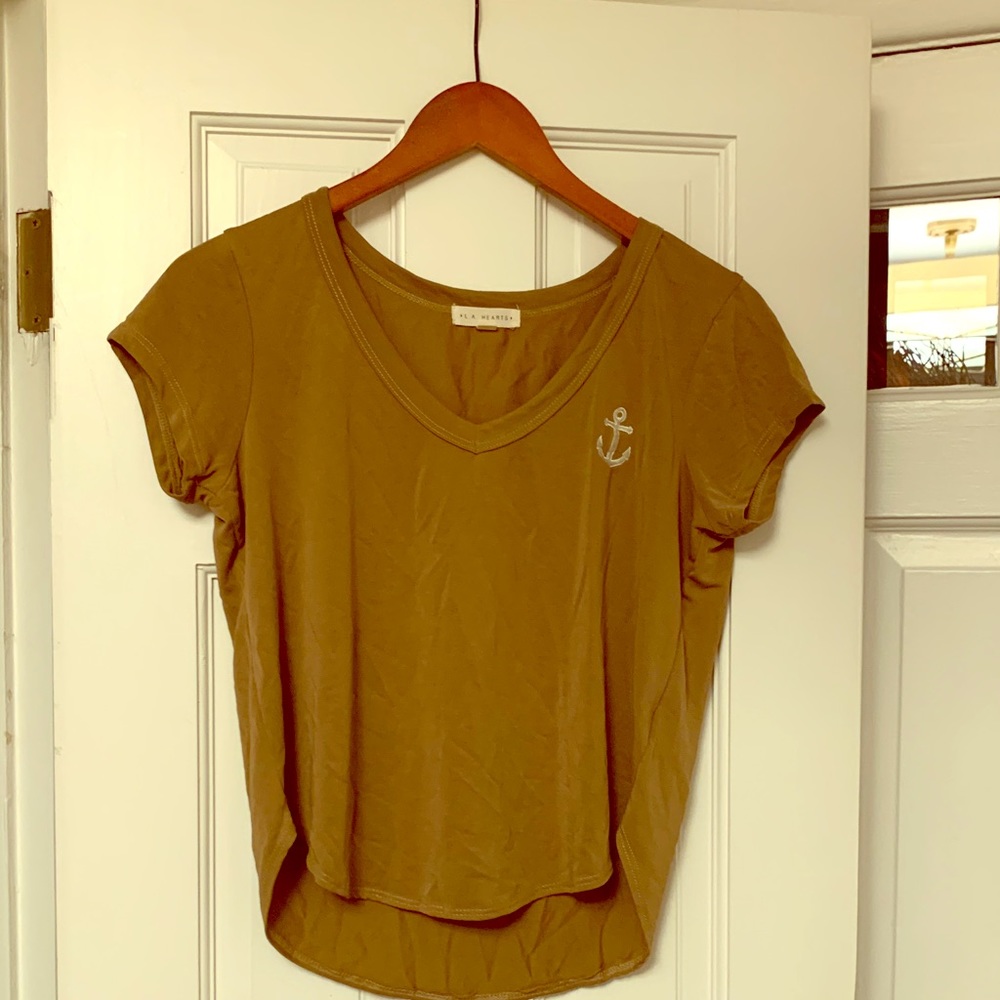 LA Hearts khaki brown shirt sleeve shirt